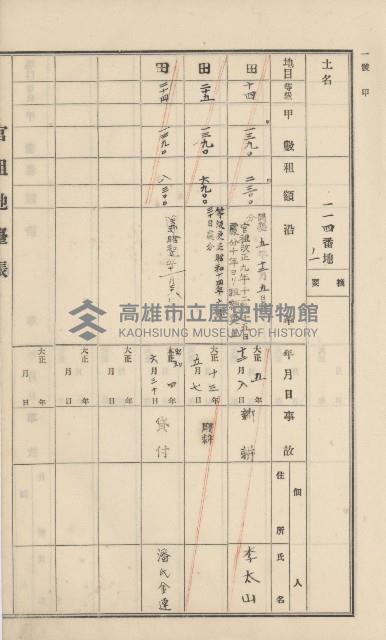 杉林庄官租地臺帳（二冊之內第一號）藏品圖，第174張