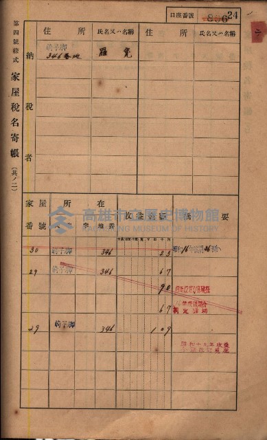 高雄州鳳山郡鳥松庄夢裡、崎子脚、十九灣家屋稅名寄帳
（一冊之內第一號）藏品圖，第174張