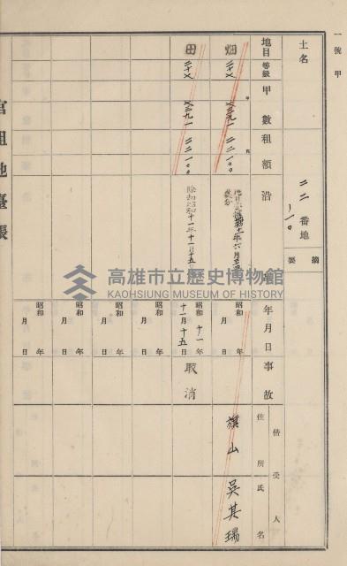 旗山街官租地臺帳（二冊之內第一號）藏品圖，第174張