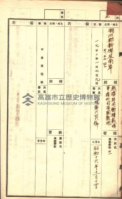 官有特種林野臺帳（高雄州）藏品圖，第74張