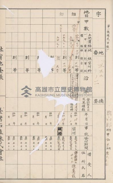 臺灣拓殖株式會社甲仙社有地臺帳（二之二）藏品圖，第74張