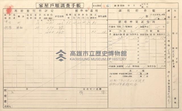 小港庄空地子、店子後家屋戶順調查手帳
（一冊之內一）藏品圖，第74張