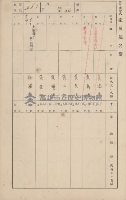 鳳山郡鳥松庄田草埔家屋臺帳
（二冊之內第二號）藏品圖，第74張