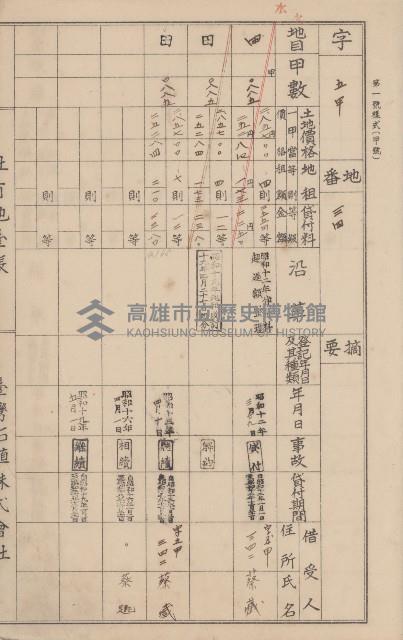臺灣拓殖株式會社鳳山社有地臺帳（全一冊）藏品圖，第74張