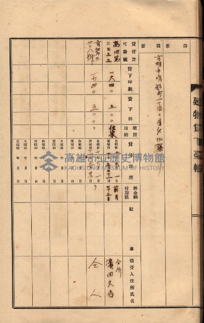 州所屬建物貸下臺帳（高雄州）藏品圖，第74張