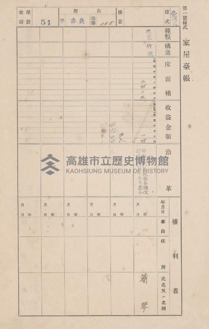 鳳山郡大寮庄赤崁家屋臺帳（四冊之內第一號）藏品圖，第66張