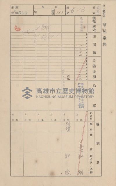 鳳山郡仁武庄翠屏村二之二家屋臺帳
（四冊之內第四號）藏品圖，第66張
