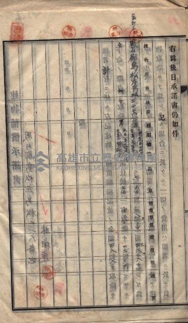 高雄工業用水道用地建物移轉承諾書
（買收關係－卅八之十五）藏品圖，第66張