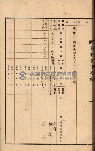 州所屬建物貸下臺帳（高雄州）藏品圖，第66張