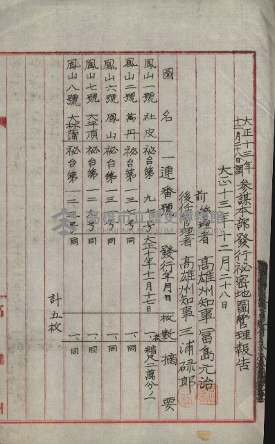 祕密地圖ニ關スル書類（高雄州）藏品圖，第127張