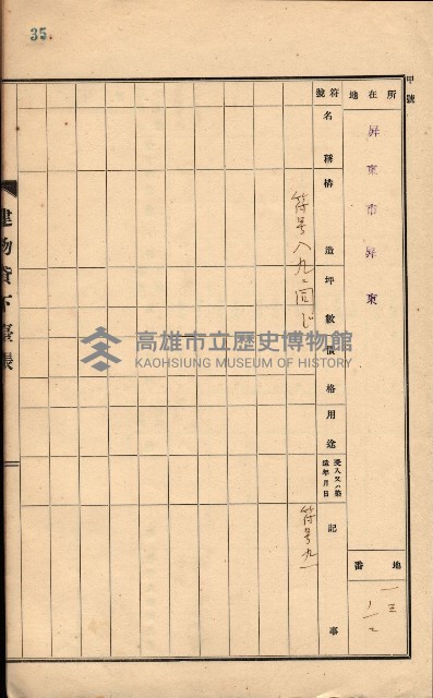 州所屬建物貸下臺帳（高雄州）藏品圖，第126張