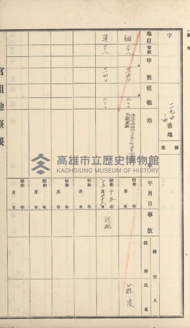 大樹庄官租地臺帳藏品圖，第26張
