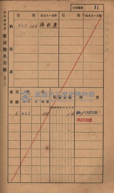 高雄州鳳山郡小港庄塩水港、中大厝、空地子
家屋稅名寄帳（一冊之內第一號）藏品圖，第26張