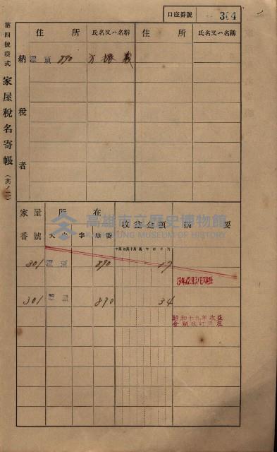 高雄州鳳山郡林園庄潭頭家屋稅名寄帳
（二冊之內第二號）藏品圖，第106張