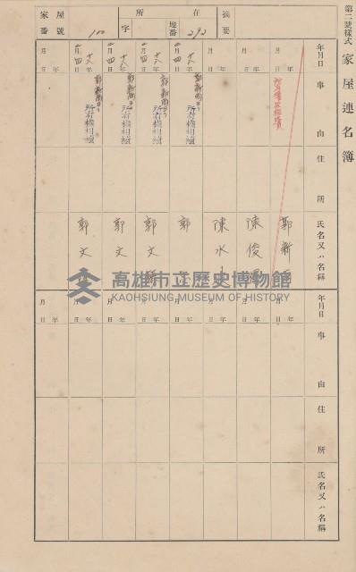 鳳山郡大樹庄九曲堂家屋臺帳（二冊之內第一號）藏品圖，第106張