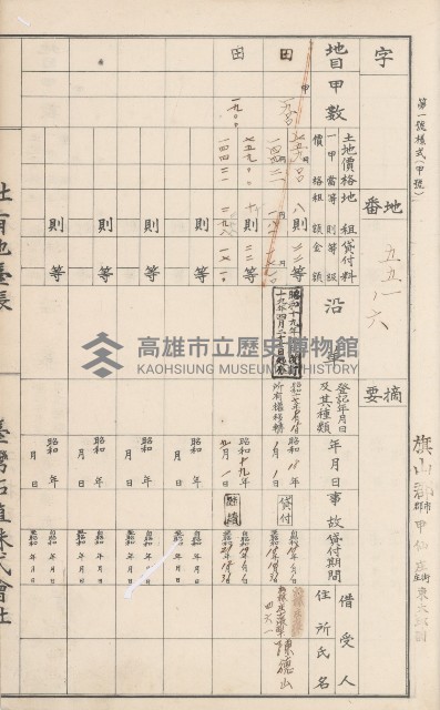 臺灣拓殖株式會社甲仙社有地臺帳（二之二）藏品圖，第106張