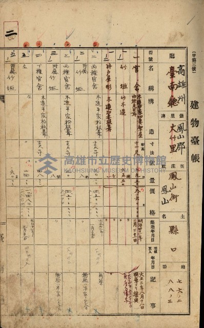 州所屬建物臺帳（高雄州鳳山郡）藏品圖，第6張
