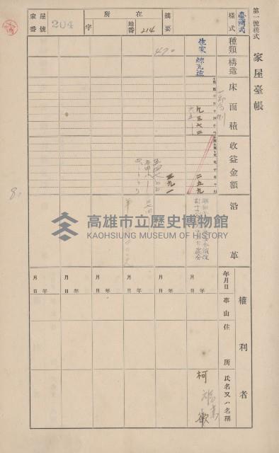 鳳山郡鳥松庄田草埔家屋臺帳
（二冊之內第二號）藏品圖，第6張