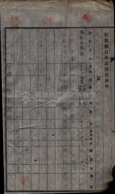 高雄工業用水道用地建物移轉承諾書
（買收關係－卅八之十五）藏品圖，第6張