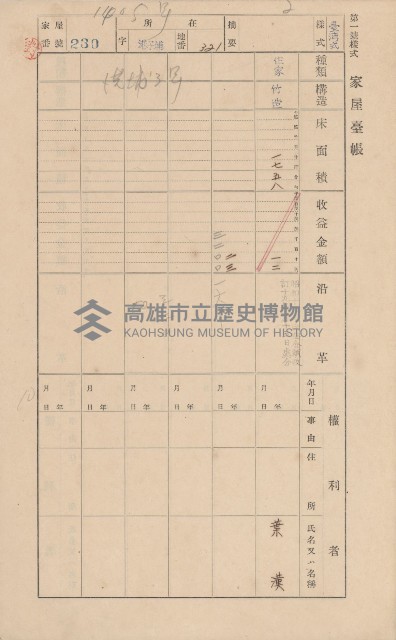 鳳山郡林園庄港子埔家屋臺帳（三冊之內第二號）藏品圖，第6張