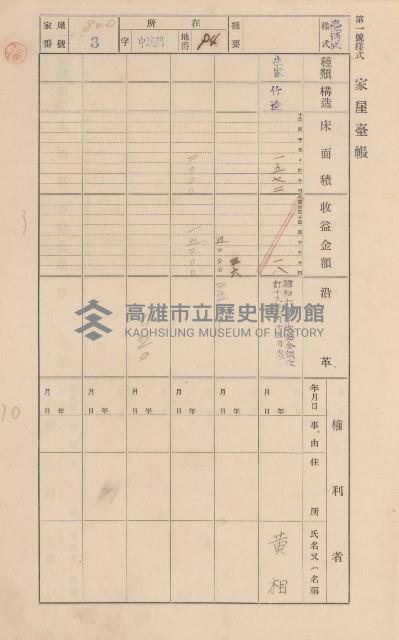 鳳山郡林園庄港子埔家屋臺帳（三冊之內第三號）藏品圖，第6張