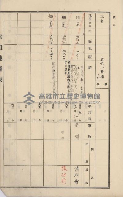 杉林庄官租地臺帳（二冊之內第一號）藏品圖，第306張