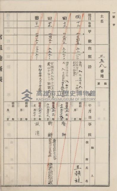 旗山街官租地臺帳（二冊之內第一號）藏品圖，第216張