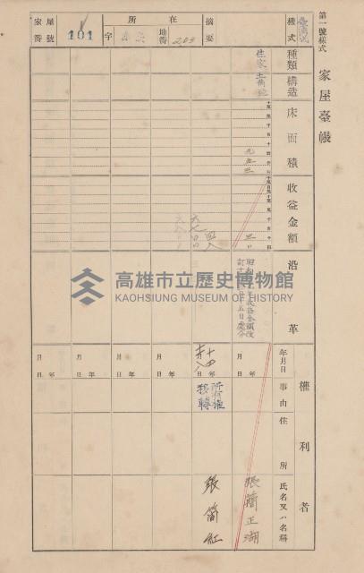 鳳山郡大寮庄赤崁家屋臺帳（四冊之內第一號）藏品圖，第116張