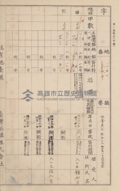 臺灣拓殖株式會社美濃社有地臺帳（二之一）藏品圖，第116張