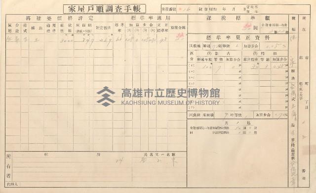 小港庄空地子、店子後家屋戶順調查手帳
（一冊之內一）藏品圖，第116張