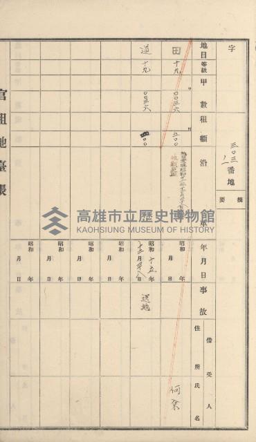 大樹庄官租地臺帳藏品圖，第16張