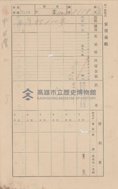 鳳山郡林園庄中芸家屋臺帳（二冊之內第二號）藏品圖，第16張