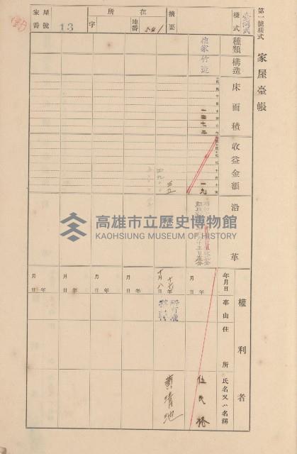 鳳山郡大寮庄拷潭家屋臺帳（一冊之內第一號）藏品圖，第16張