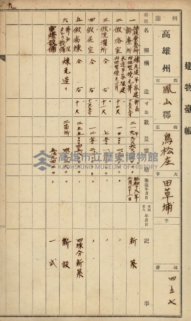州所屬建物臺帳（高雄州鳳山郡）藏品圖，第16張