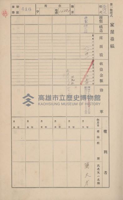 鳳山郡大寮庄山子頂家屋臺帳（三冊之內第三號）藏品圖，第16張