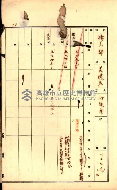 州有墓地臺帳（旗山郡）藏品圖，第16張