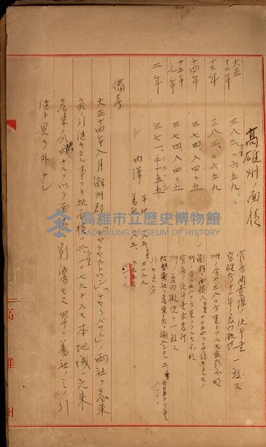 高雄州面積ニ關スル書類
（地理系）藏品圖，第16張