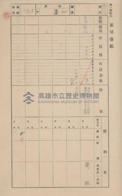 鳳山郡大寮庄翁公園家屋臺帳（三冊之內第三號）藏品圖，第16張