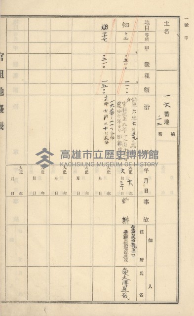 旗山街官租地臺帳（二冊之內第一號）藏品圖，第16張