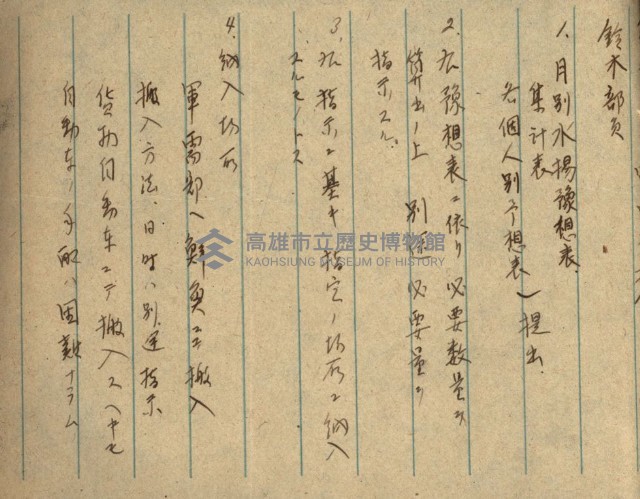 高雄州土地利用協會書類綴
（海軍用地使用許可關係）藏品圖，第259張