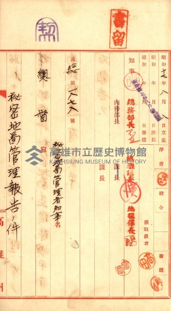 祕密地圖ニ關スル書類（高雄州）藏品圖，第864張