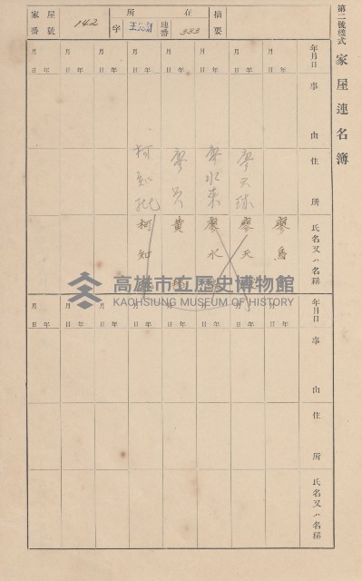 鳳山郡林園庄王公廟家屋臺帳（三冊之內第一號）藏品圖，第156張