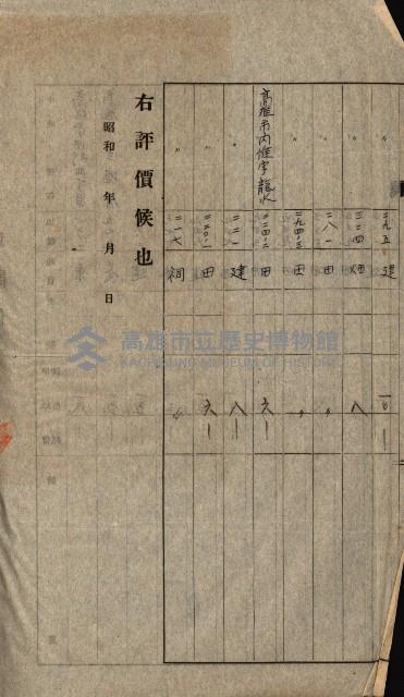 高雄川第四號運河開鑿工事用地買收徵印狀況調藏品圖，第56張