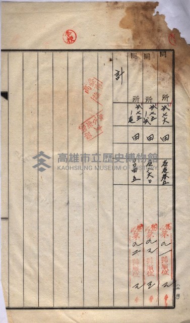 州買收地調書－登記濟証綴
（左營、埤子頭、前峰尾、內惟）藏品圖，第56張