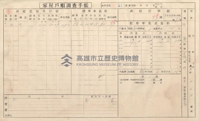 小港庄空地子、店子後家屋戶順調查手帳
（一冊之內一）藏品圖，第56張