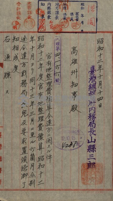 官有地整理費豫算關係書類
（地理系）藏品圖，第251張