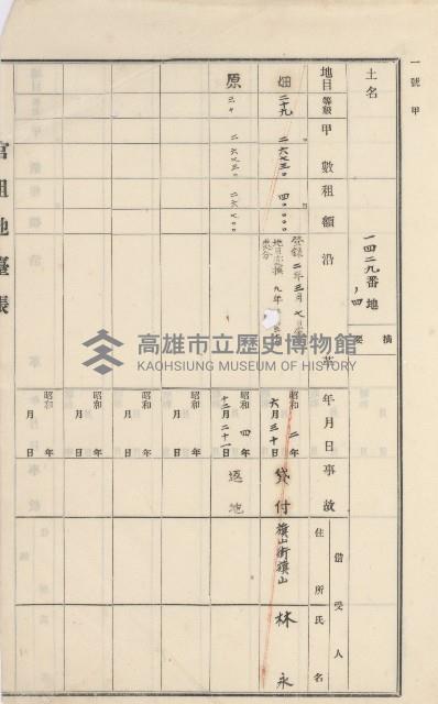 杉林庄官租地臺帳（二冊之內第二號）藏品圖，第446張