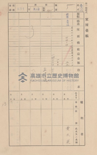 鳳山郡林園庄王公廟家屋臺帳（三冊之內第一號）藏品圖，第146張