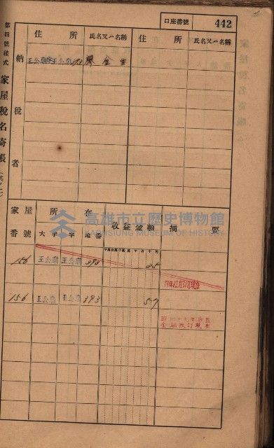 高雄州鳳山郡林園庄王公廟家屋稅名寄帳
（三冊之內第三號）藏品圖，第46張