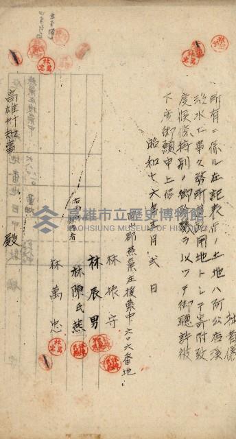 阿公店溪治水工事用地道路寄附願綴藏品圖，第46張